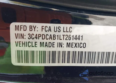2020 Dodge Journey Se Value z USA, uszkodzony, nr VIN 3C4PDCAB1LT261441
